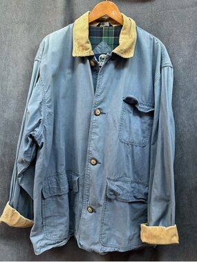 Vintage Woodlake Barn Coat Chore Jacket Blue Corduroy collar flannel lined